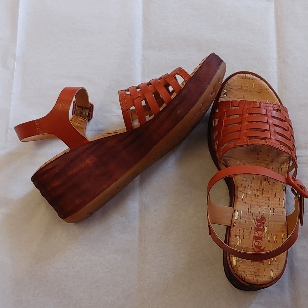 Korks Marley Strappy Wedge Sandal Orange Cinnamon NEW Womens - Picture 5 of 7